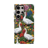 Floral Porch Goose Phone Case, Vibrant Phone Cover, Nature Lover Gift, Cute Animal Case, Spring Floral Design, Eco-Friendly Tech Accessory