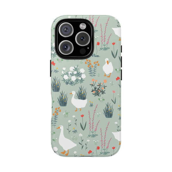 Floral Goose Tough Phone Case | Blue/Gray Floral Greenery Goose Floral Goose Tough Phone Case | Blue/Gray Floral Greenery Goose