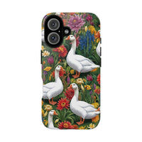 Floral Porch Goose Phone Case, Vibrant Phone Cover, Nature Lover Gift, Cute Animal Case, Spring Floral Design, Eco-Friendly Tech Accessory