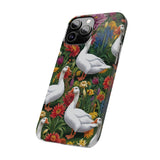 Floral Porch Goose Slim Phone Case - Nature Love, Cute Gift, Trendy Accessories, Farmhouse Decor, Animal Phone Cover