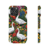 Floral Porch Goose Slim Phone Case - Nature Love, Cute Gift, Trendy Accessories, Farmhouse Decor, Animal Phone Cover