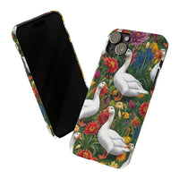 Floral Porch Goose Slim Phone Case - Nature Love, Cute Gift, Trendy Accessories, Farmhouse Decor, Animal Phone Cover