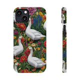 Floral Porch Goose Slim Phone Case - Nature Love, Cute Gift, Trendy Accessories, Farmhouse Decor, Animal Phone Cover