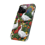 Floral Porch Goose Slim Phone Case - Nature Love, Cute Gift, Trendy Accessories, Farmhouse Decor, Animal Phone Cover