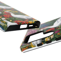 Floral Porch Goose Phone Case, Vibrant Phone Cover, Nature Lover Gift, Cute Animal Case, Spring Floral Design, Eco-Friendly Tech Accessory