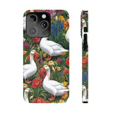 Floral Porch Goose Slim Phone Case - Nature Love, Cute Gift, Trendy Accessories, Farmhouse Decor, Animal Phone Cover