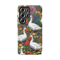 Floral Porch Goose Phone Case, Vibrant Phone Cover, Nature Lover Gift, Cute Animal Case, Spring Floral Design, Eco-Friendly Tech Accessory