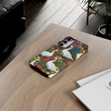 Floral Porch Goose Phone Case, Vibrant Phone Cover, Nature Lover Gift, Cute Animal Case, Spring Floral Design, Eco-Friendly Tech Accessory
