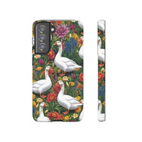 Floral Porch Goose Phone Case, Vibrant Phone Cover, Nature Lover Gift, Cute Animal Case, Spring Floral Design, Eco-Friendly Tech Accessory