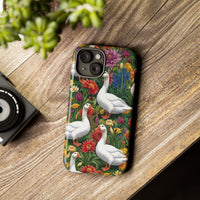 Floral Porch Goose Phone Case, Vibrant Phone Cover, Nature Lover Gift, Cute Animal Case, Spring Floral Design, Eco-Friendly Tech Accessory