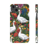 Floral Porch Goose Slim Phone Case - Nature Love, Cute Gift, Trendy Accessories, Farmhouse Decor, Animal Phone Cover