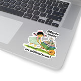 Maybe Books Are Addicted to Me Retro Girl Kiss-Cut Sticker
