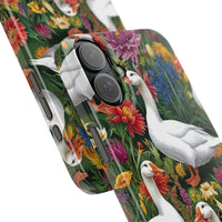 Floral Porch Goose Slim Phone Case - Nature Love, Cute Gift, Trendy Accessories, Farmhouse Decor, Animal Phone Cover