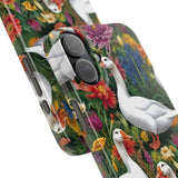 Floral Porch Goose Slim Phone Case - Nature Love, Cute Gift, Trendy Accessories, Farmhouse Decor, Animal Phone Cover
