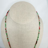 Handmade Tiny Faceted Round Ruby Zoisite Beaded Necklace, Dainty Twinkle Gemstone Necklace, Waterproof, Stainless Steel