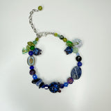 Blueberry Fields Beaded Bracelet, Handmade Beaded Bracelet with Gemstone and Glass Beads