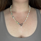 Pastel Morganite Round and Faceted Coin Beaded Necklace with Freshwater Pearl Accent, Gemstone Necklace, Waterproof, Stainless Steel