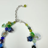 Blueberry Fields Beaded Bracelet, Handmade Beaded Bracelet with Gemstone and Glass Beads