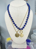 Custom Lapis Lazuli Handmade Stainless Steel Beaded Necklace