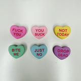 Mean Curse Word Conversational Heart Magnets, Non-Edible, Set of 6 + Tin