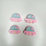 Pastel Pink/Blue Spaceship Magnets, Set of 4 + Tin