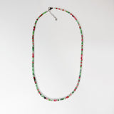 Handmade Tiny Faceted Round Ruby Zoisite Beaded Necklace, Dainty Twinkle Gemstone Necklace, Waterproof, Stainless Steel