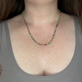 Handmade Tiny Faceted Round Ruby Zoisite Beaded Necklace, Dainty Twinkle Gemstone Necklace, Waterproof, Stainless Steel