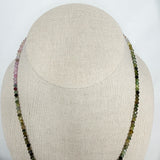 Handmade Tiny Faceted Round Ombre Tourmaline Beaded Necklace, Dainty Twinkle Gemstone Necklace, Waterproof, Stainless Steel