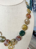 Handmade Rainbow Onyx with Amethyst Heart Charm, Gold Plated Stainless Steel, Interchangeable Charm Bail