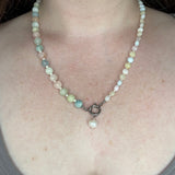 Pastel Morganite Round and Faceted Coin Beaded Necklace with Freshwater Pearl Accent, Gemstone Necklace, Waterproof, Stainless Steel