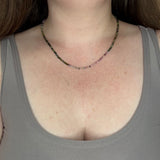 Handmade Tiny Faceted Round Ombre Tourmaline Beaded Necklace, Dainty Twinkle Gemstone Necklace, Waterproof, Stainless Steel