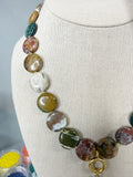 Handmade Rainbow Onyx with Amethyst Heart Charm, Gold Plated Stainless Steel, Interchangeable Charm Bail