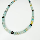 The Clarissa - 8mm Rondelle Amazonite and Faceted Smoky Quartz Necklace, Clarity and Courage Necklace