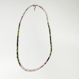 Handmade Tiny Faceted Round Ombre Tourmaline Beaded Necklace, Dainty Twinkle Gemstone Necklace, Waterproof, Stainless Steel