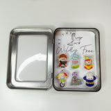 Kawaii Circus Fridge Magnets, Animal Characters, Set of 6 + Tin