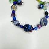 Blueberry Fields Beaded Bracelet, Handmade Beaded Bracelet with Gemstone and Glass Beads