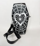 Small Novelty PU Leather Heart Coffin Bag, Fanny Pack, Coffin Shaped Crossbody Bag