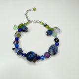 Blueberry Fields Beaded Bracelet, Handmade Beaded Bracelet with Gemstone and Glass Beads