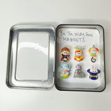 Kawaii Circus Fridge Magnets, Animal Characters, Set of 6 + Tin