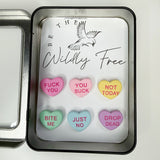 Mean Curse Word Conversational Heart Magnets, Non-Edible, Set of 6 + Tin
