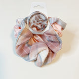 Plaid Scrunchies - 3 pack: white/blue/pink(2), pink satin