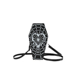 Small Novelty PU Leather Heart Coffin Bag, Fanny Pack, Coffin Shaped Crossbody Bag