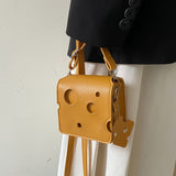 Cheese Costume Bag, Small Novelty Thin PU Leather Cheese Bag, Fanny Pack, Not for Everyday Wear