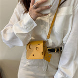 Cheese Costume Bag, Small Novelty Thin PU Leather Cheese Bag, Fanny Pack, Not for Everyday Wear