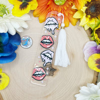 Melting Lips Acrylic bookmark with white tassel