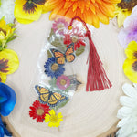 Real Pressed Daisy Flower Bookmark with Red Tassel