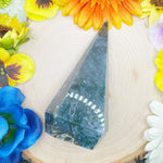 Druzy Moss Agate Diamond Tower (A) Chipped point