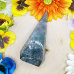 Druzy Moss Agate Diamond Tower (B)