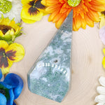 Druzy Moss Agate Diamond Tower (C)