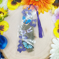 Real Pressed Purple Larkspur Flower Bookmark with Purple Tassel